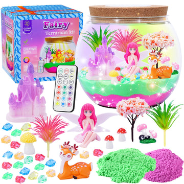 Ocean Light Up Terrarium Kit for Kids - Sea Animal Toys LED Night Light Birthday Gift for Boys & Girls Ages 4 5 6 7 8-12, Kids A