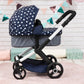 Bayer Design Dolls: Pram Xeo - Blue & White Stars - Dolls Up To 18'', Shoulder Bag, Convertible To Pushchair, Adjustable Handle,
