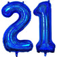 Number 21 Balloon 40 Inch, Laser Blue Big Number Balloon, Giant Mylar 21St Balloons Number, Helium Birthday Balloons For Teenage