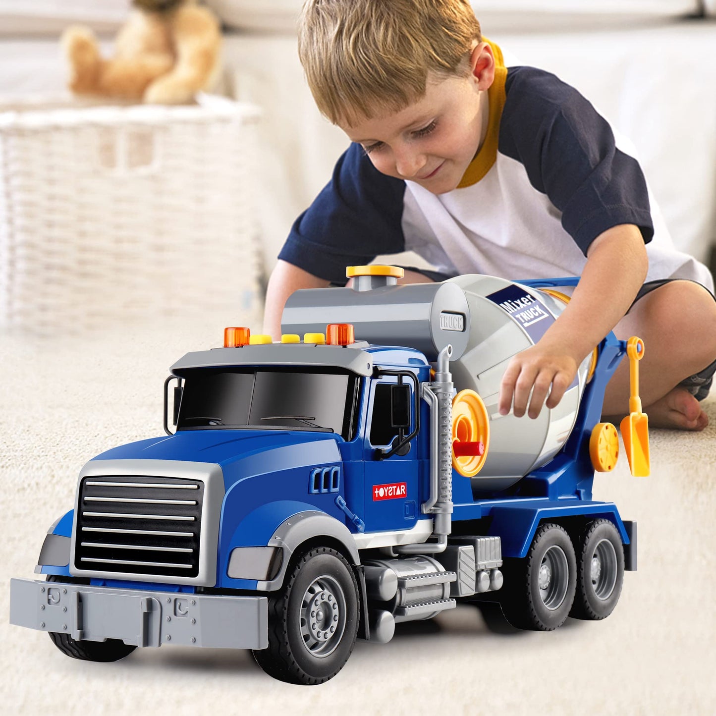 Dwi Dowellin Toddler Trucks Toys for Boys Age 1-3 3-5,Big Cement Mixer Truck with Lights and Sounds,Kids Boy Toys Christmas Birt