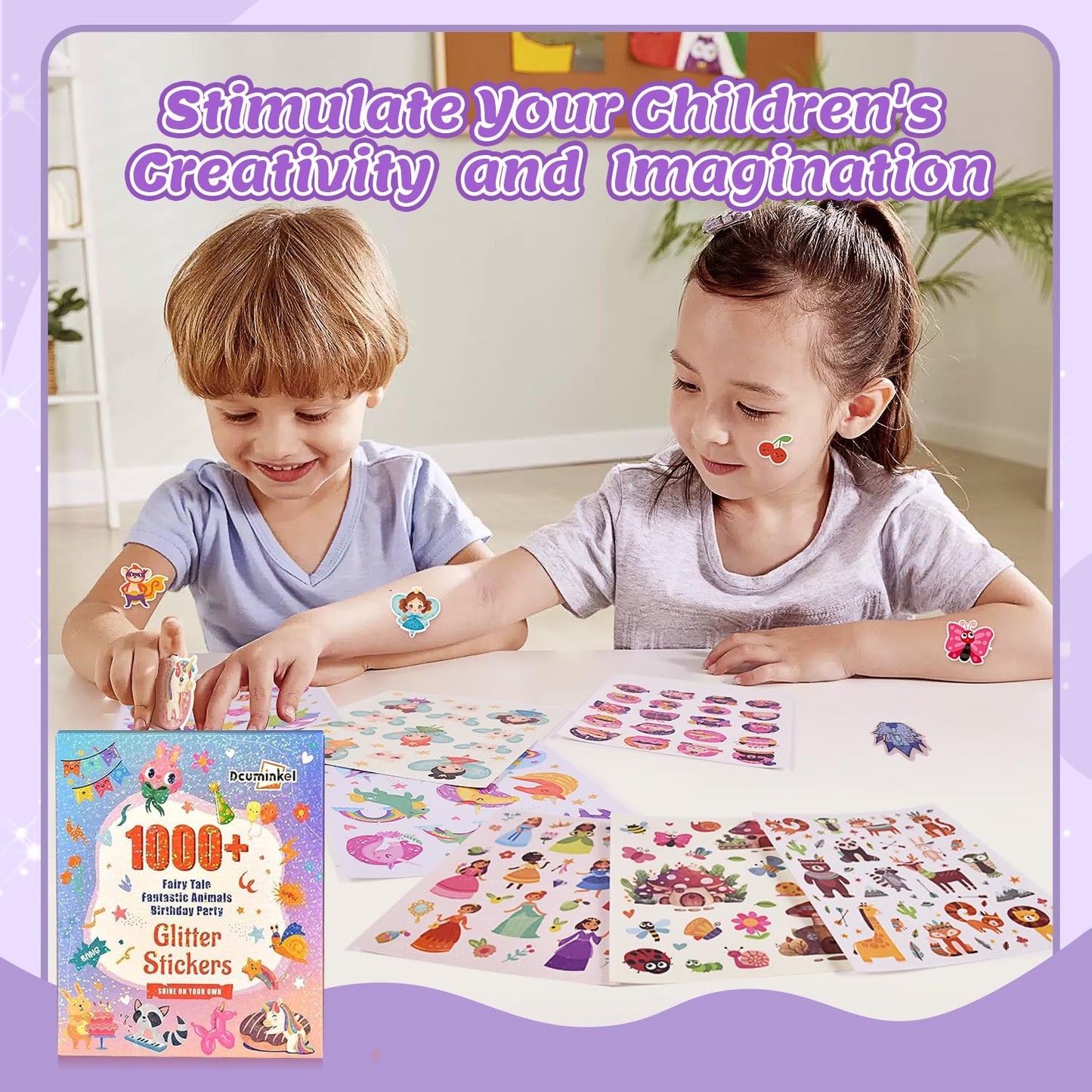 1000+ Holographic Stickers For Kids - 45 Different Sheets Of 3 Themes Craft, Animal, Fairy Tale And Birthday Party, Kids Sticker