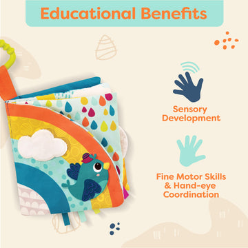 B. Toys- B. Baby – Interactive Soft Baby Book – Rainbow Sunshine- Baby Developmental Toy- Cloth Book For Babies – Sensory Features – 6 Months +