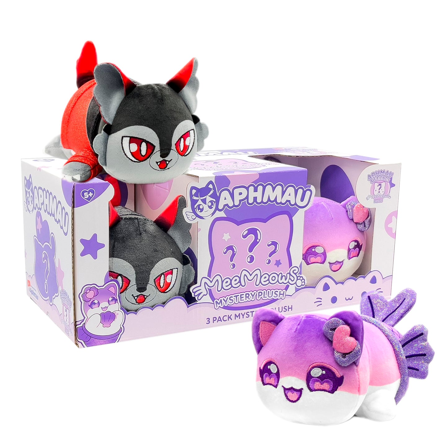 Aphmau 6” MeeMeow Plush Friends Surprise Box, 3-Pack - Multicolored, Includes 2 Friends + 1 Exclusive Mystery, Model 60202