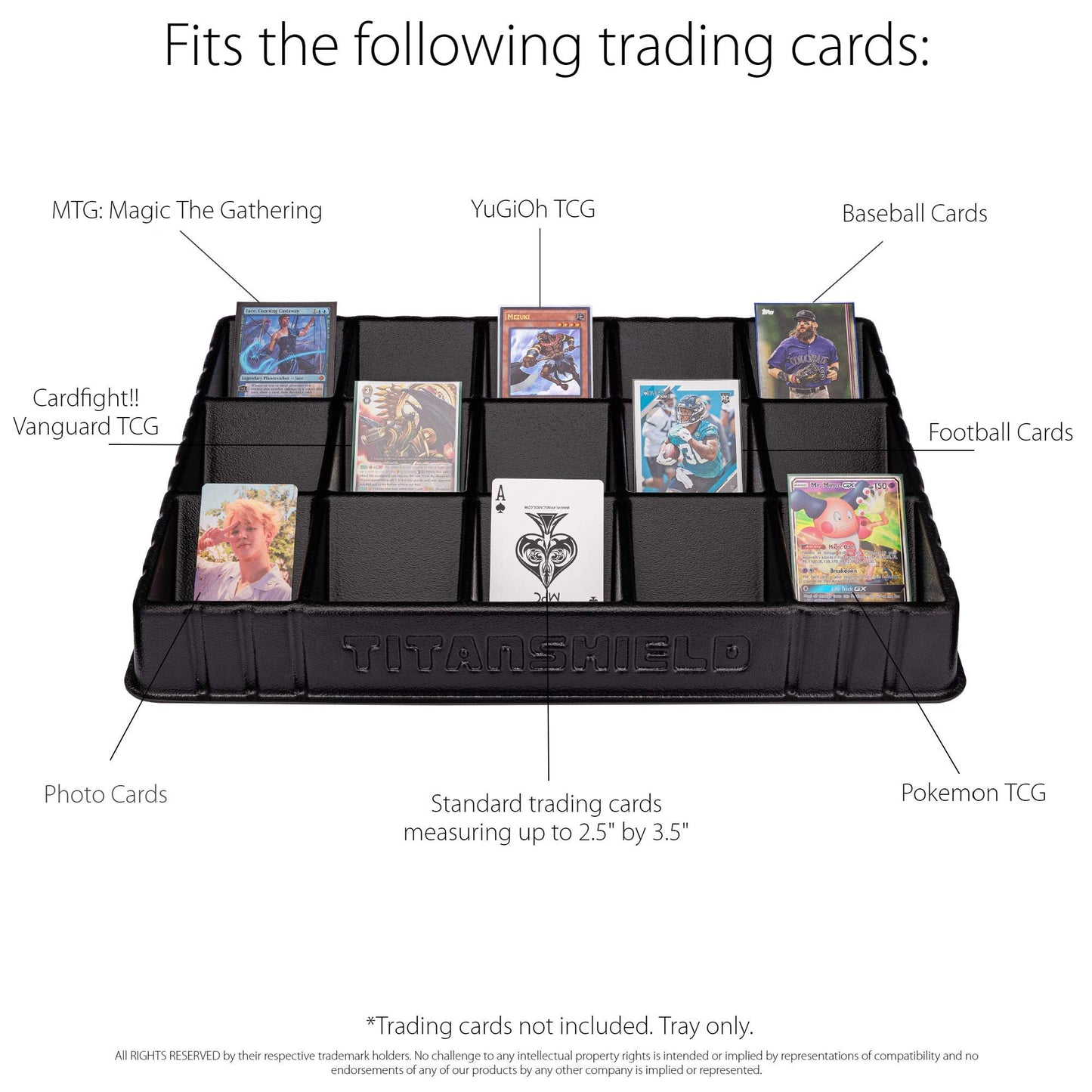 TitanShield Card Sorting & Dealer Tray, Black, Plastic, Model TS-SORT-0000 (2 Pack)