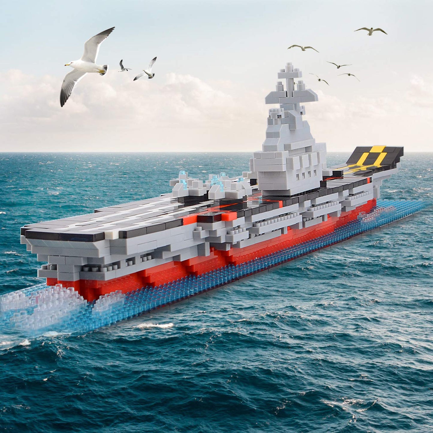 Geniteen Building Blocks Set Aircraft Carrier Model Micro Mini Blocks 1300 Pieces Building Bricks