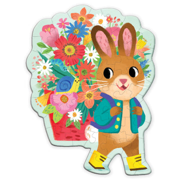 Mudpuppy Bunny Bouquet 48 Piece Scratch & Sniff Shaped Mini Puzzle With Colorful And Fun Illustrations Of A Hoppy Easter Bunny A