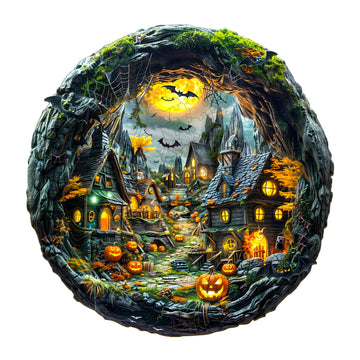 Jigfoxy Wooden Puzzle for mature-themeds  Halloween Night Jigsaw Puzzles for mature-themed  Unique Animal Shape Wood Cut Puzzles  Christmas Thanksgiving Gifts for Friends Family (M-11.4 * 11.3in-195pcs)