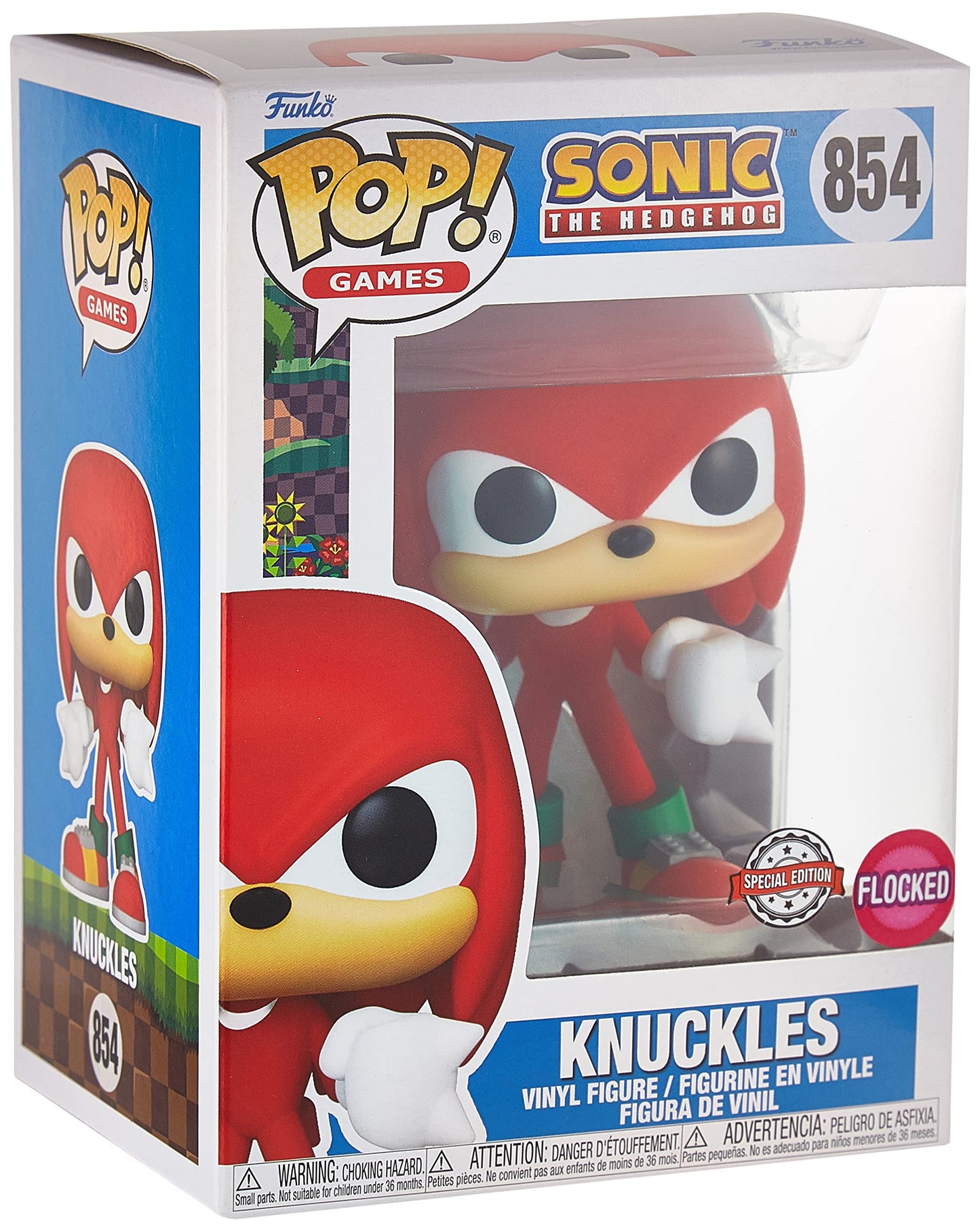 Funko POP! Games Sonic The Hedgehog Flocked Knuckles Vinyl Collectible, Limited Edition, Multi-color, Model 61034