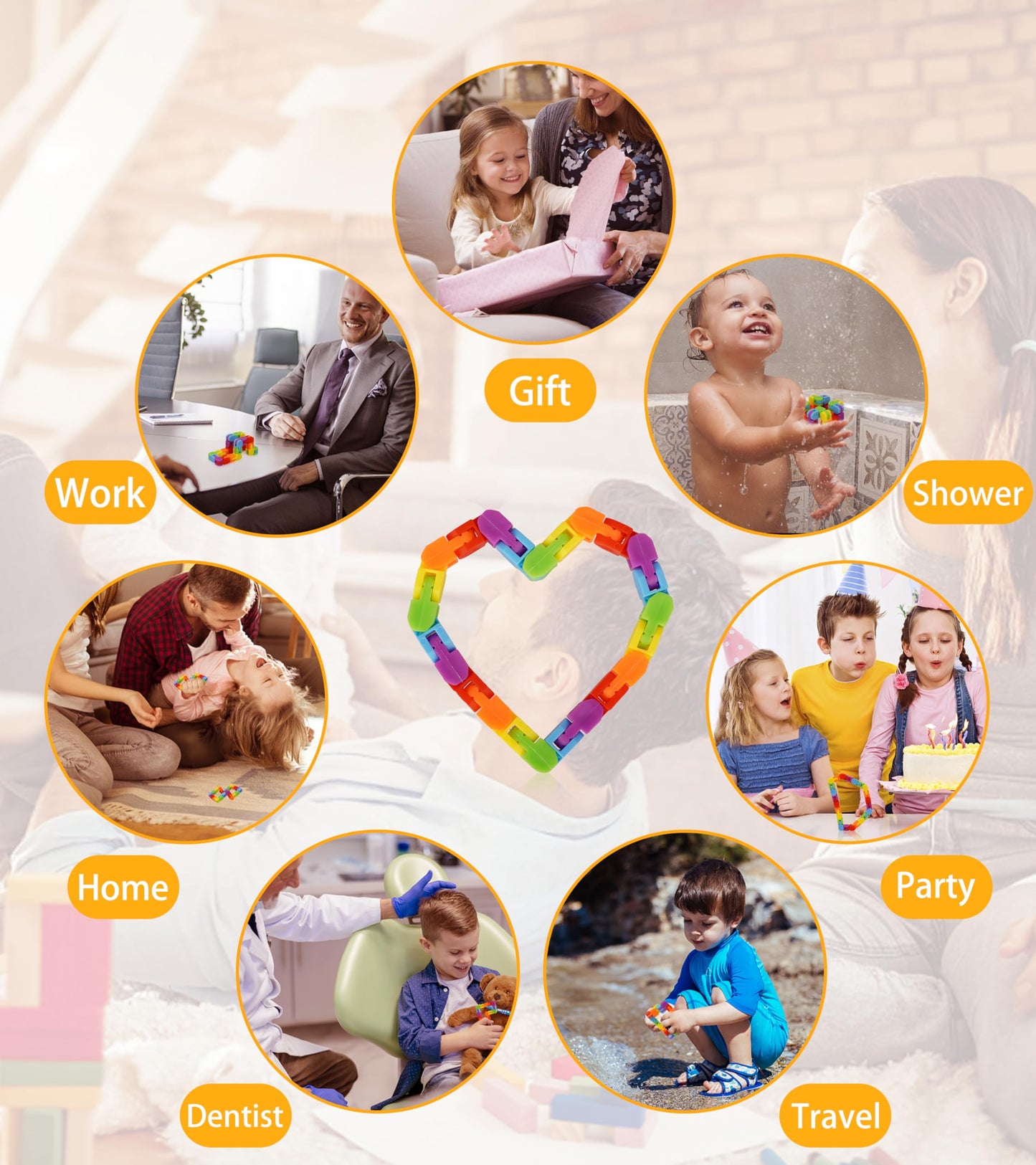 Ganowo Rainbow Fidget Toys Wacky Tracks Snap Click For Kids Students School Finger Sensory Snake Cube Toys Valentines Fidgets Class Gifts For Adults Children Stress Relief Add Adhd Autism