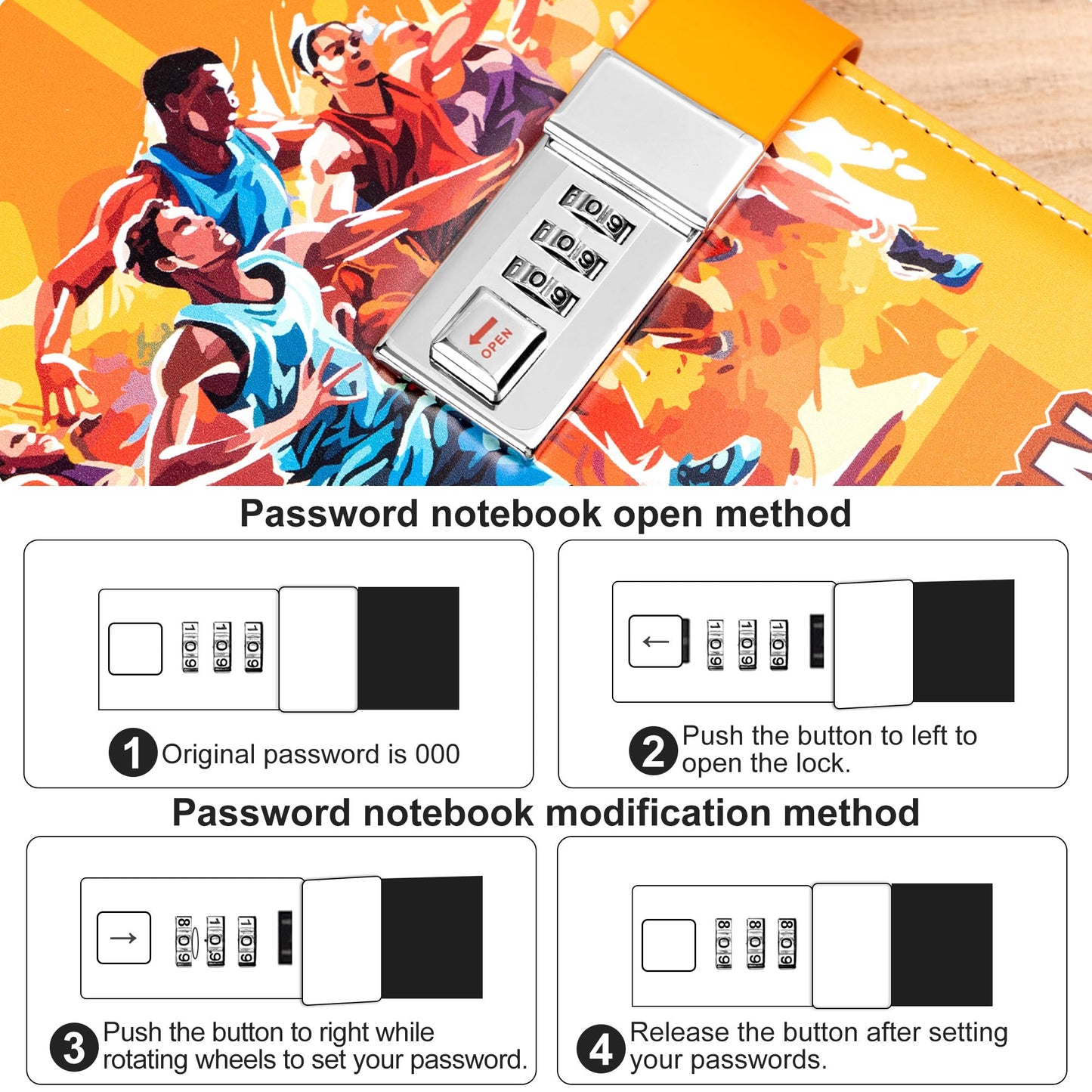 Cagie Diary With Lock For Teens Who Like Basketball, Gifts For Teen Girls And Boys 12-18 Securely Guard Secrets Journal With Loc