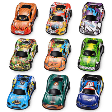 4.2'' Toy Cars Metal Race Cars Vehicles 9 Pack, Pull Back Cars Toys for Boys, Girls, Toddlers, Kids 2,3,4,5,6,7 Years Old, Party
