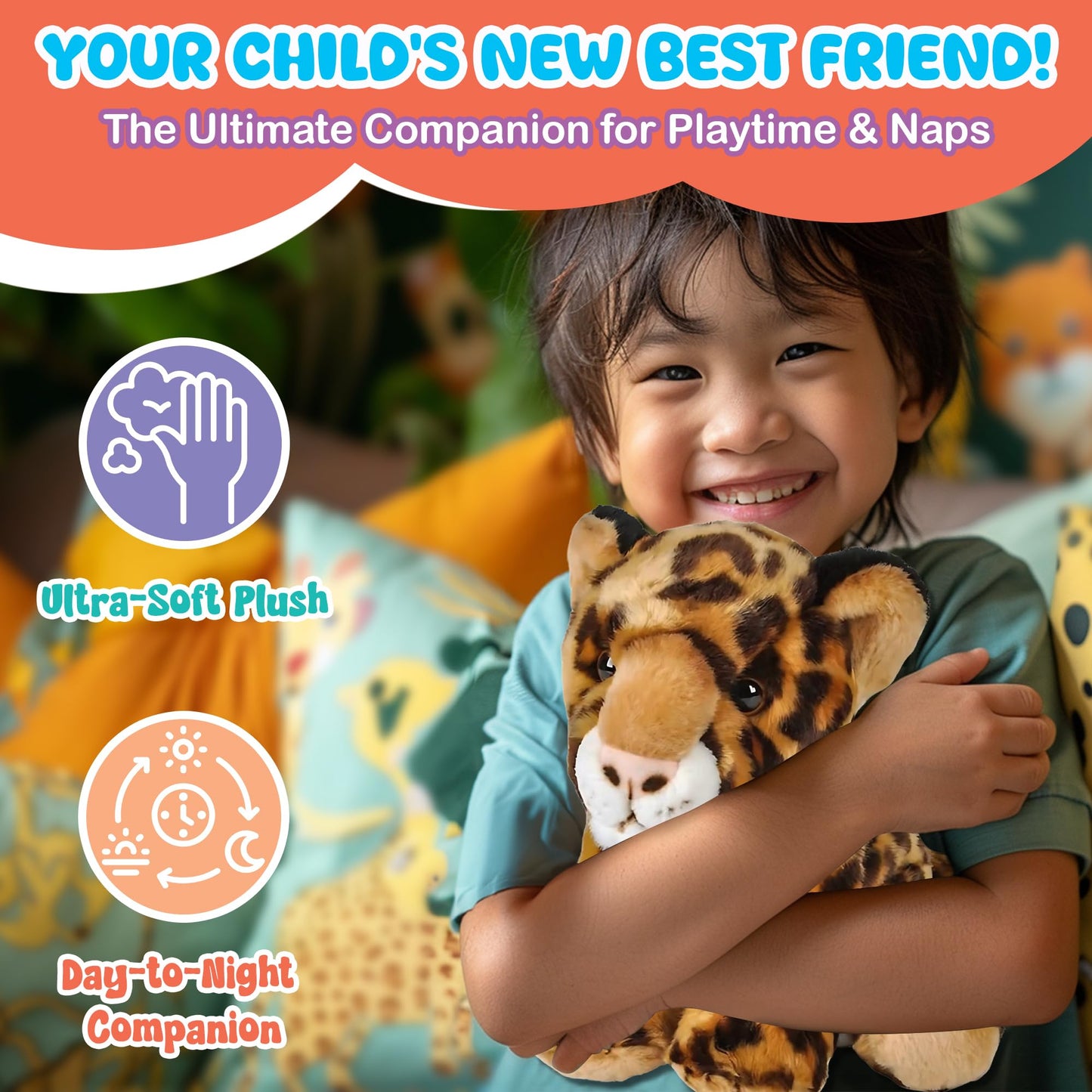 Forest & Twelfth 12'' Stuffed Leopard Plush, Heirloom Collection Stuffed Animal, Premium Materials, Best Gift For Kids Age 3+, N