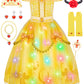Meland Princess Dress Up for Girls - Light Up Dress Up Clothes & Princess Costume for Toddler Girl Aged 3-10, Gift for Girls 3 4