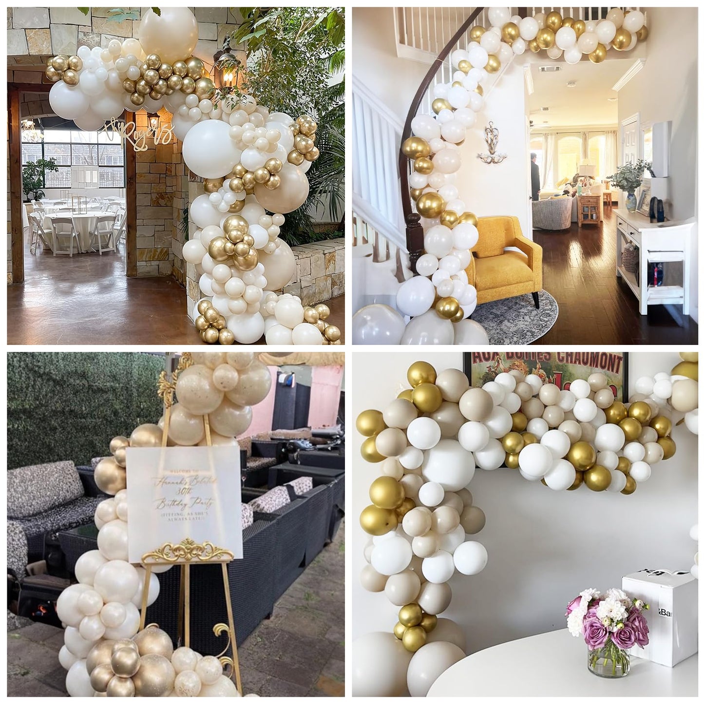 White And Gold Balloons, 12 Inch White Sand Gold Metallic Latex Balloons, Beige Gold Party Balloons For Boho Birthday Baby Showe