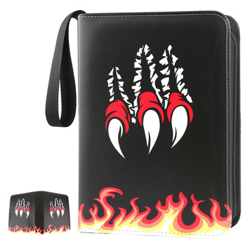 Card Binder 4-Pockets, 400 Pockets Card Holder With 50 Removable Sleeves, Trading Card Collector Zipper Album Holder, Black