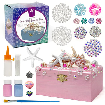 Pinwheel Crafts Mermaid DIY Jewelry Box Kit for Girls Ages 6+ - 530Pc Make Your Own Jewelry Box, DIY Craft Kits - Mermaid Craft 