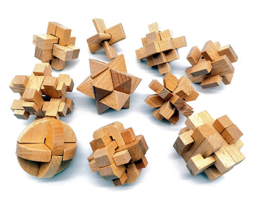 Guaishou 10-in-One 3D Wooden Kongming Lock Puzzle Toy - IQ Test for Teens & Adults, Model TOY00251