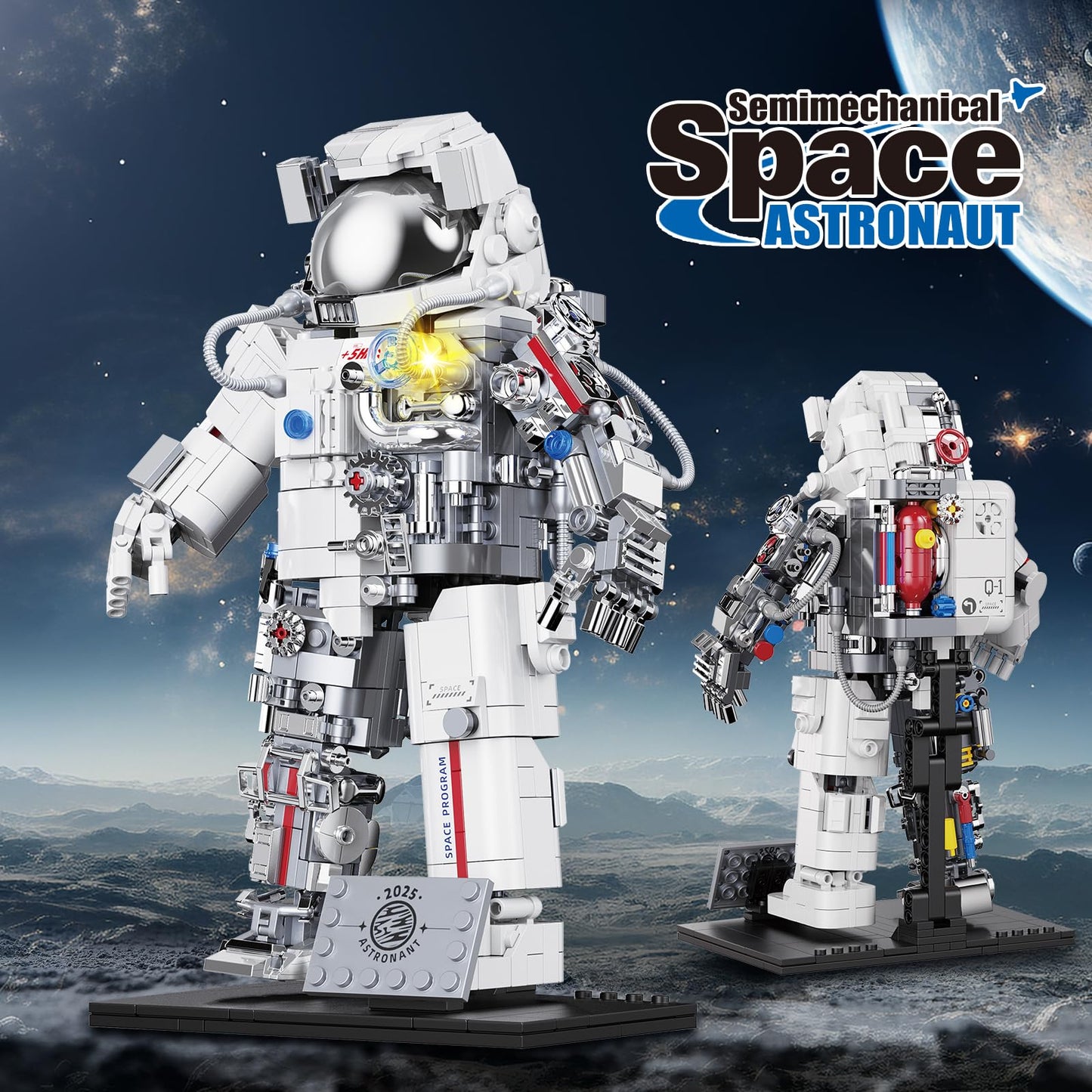 Space Astronaut Building Set Compatible With Lego Space Model With Led Light Fors Adults Gifts For Boys 6+, 907 Pcs Cool Collectible Gift Toys For Adults