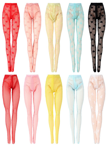 Sotiff 10 Pairs Doll Lace Stockings Handmade Long Sock Christmas Elf Doll Accessories Legging For Diy Doll Clothes Toy(Cute Style)