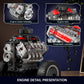 Mould King Mini V8 Engine Kit - 487 Pcs STEM Toy for Teens & Adults, 4.4"x6.1"x5.4", Plastic, Model FT-10171-