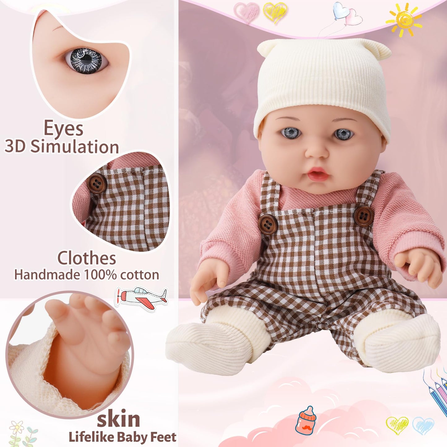 Tusalmo Baby Doll For 3 Year Old Girls & Boys, 12'' Soft Body Toddler Doll With Clothes Accessories, Birthday Gift Box Toys
