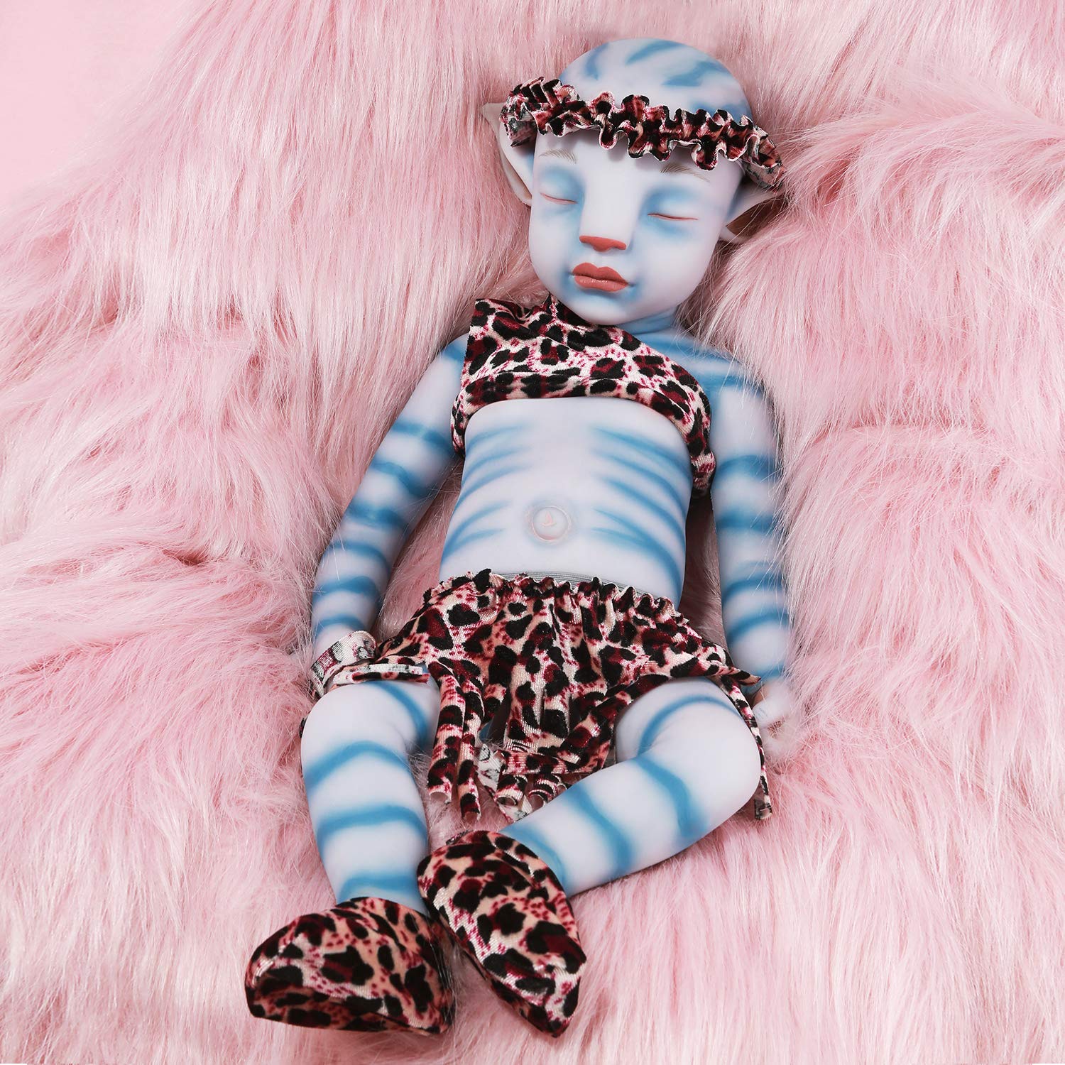 Vollence 20 Inch Avatar Sleeping Full Silicone Baby Doll,Not Vinyl Dolls,Real Reborn Baby Doll,Realistic Lifelike Silicone Baby Doll That Look Real - Girl