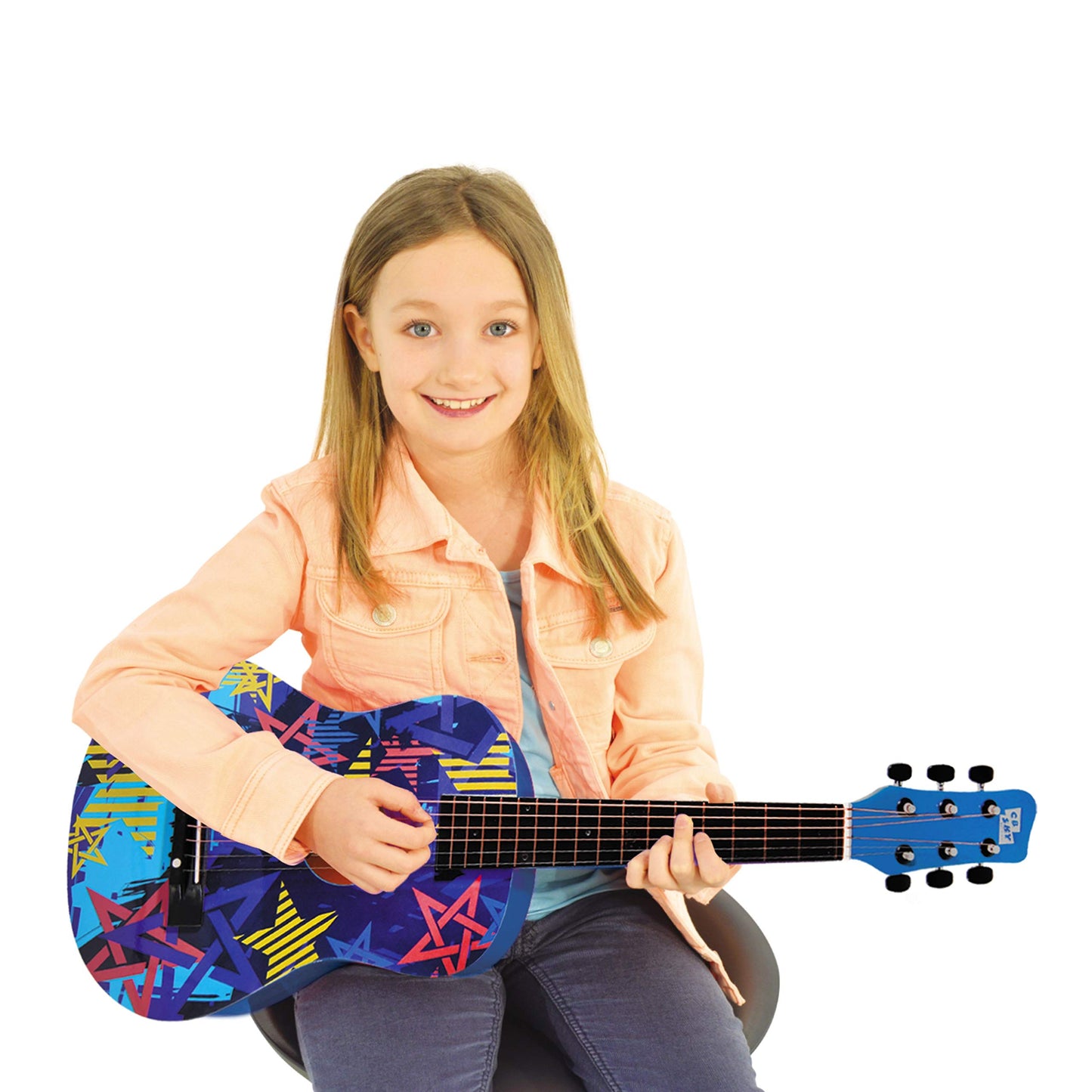 Cb Sky 30    Star Design Acoustic Metal Strings Guitar/Girls Gift/Kids Musical Toys/Musical Instrument (Blue)