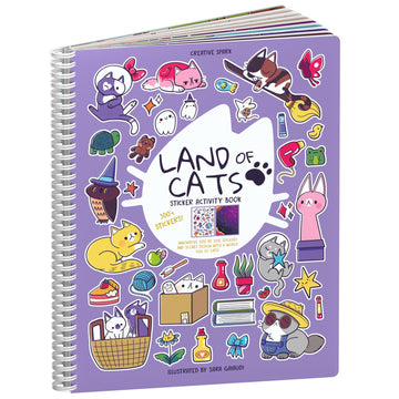Land Of Cats Sticker + Coloring Book (300+ Cat Stickers For Kids & 8 Scenes) By Cupkin - Side By Side Activity Book Design - Cat