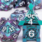 ORIFANTOU 7PCS Metal DND Dice Set with Box, Debris RPG Green Purple D and D Dice for use with D&D Tabletop Games Role Playing Ga