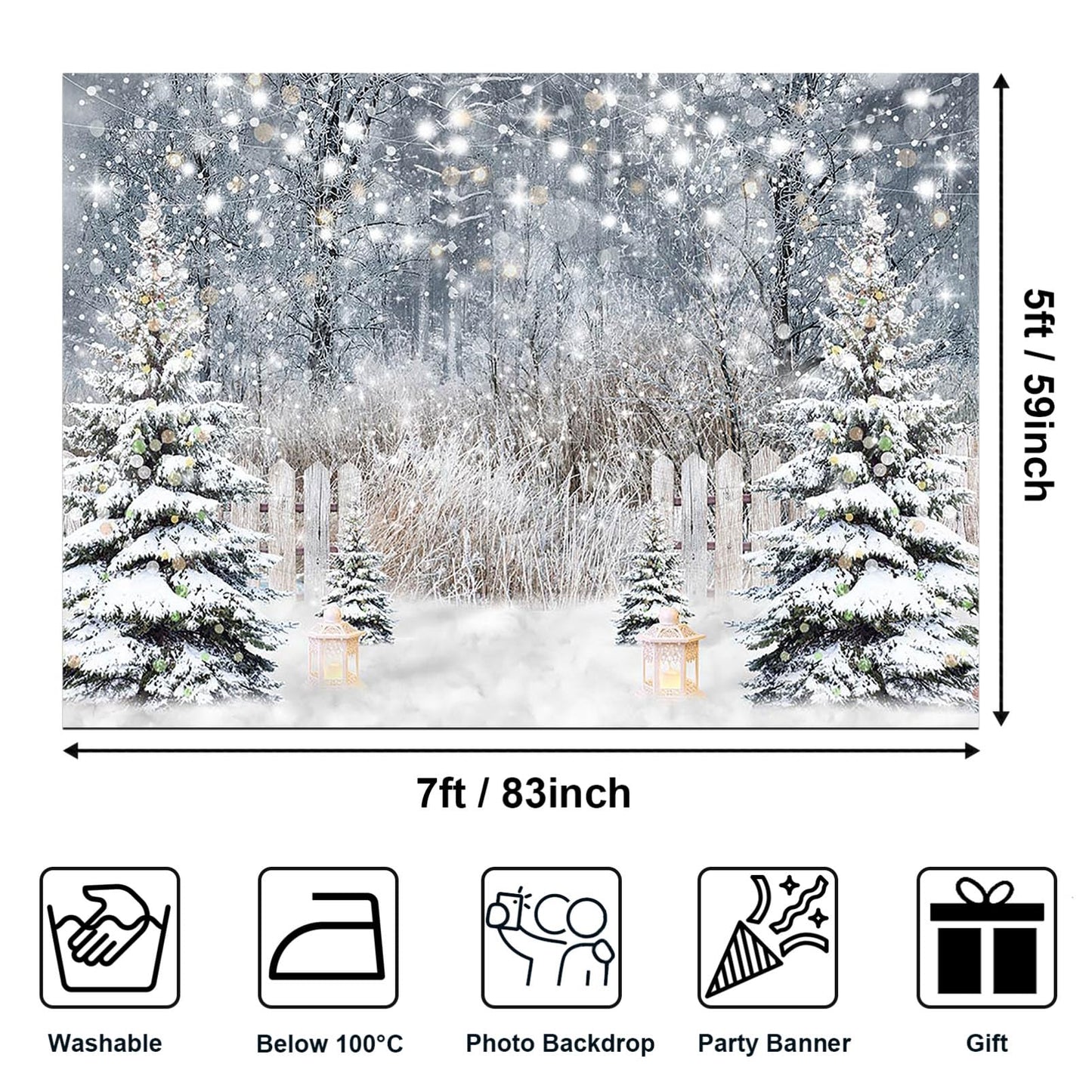 Avezano Winter Photography Backdrop Glitter Snowy Forest Pine Tree Background Snow Christmas Xmas Holiday Party Decor Banner Por