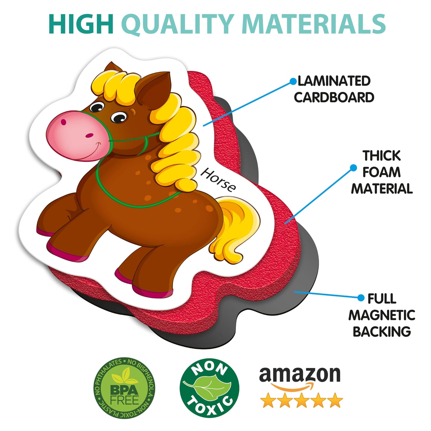 Little World Large Set Of 25 Foam Fridge Magnets For Toddlers 1-3 - Refrigerator Magnets For Kids - Baby Magnets For Refrigerato