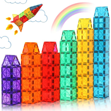 Gemmicc Magnetic Tiles, Magnet Toys Building Blocks For Kids, Stem Approved Educational Toys, Starter Set Magnet Puzzles Stacking Blocks,Sensory Montessori Toys For Boys Girls
