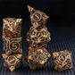 KERWELLSI 7Pcs Nature Vines Leaf Metal DND Dice Set D&D with Gift Box, Ancient Gold Polyhedral Handmade Dungeons and Dragons Dic