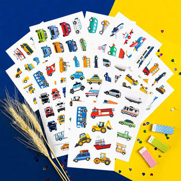 Bulbacraft Truck Stickers - Construction Stickers - Train, Airplane, Tractor, Boat, Fire Truck And Race Car Stickers - Extra Dur