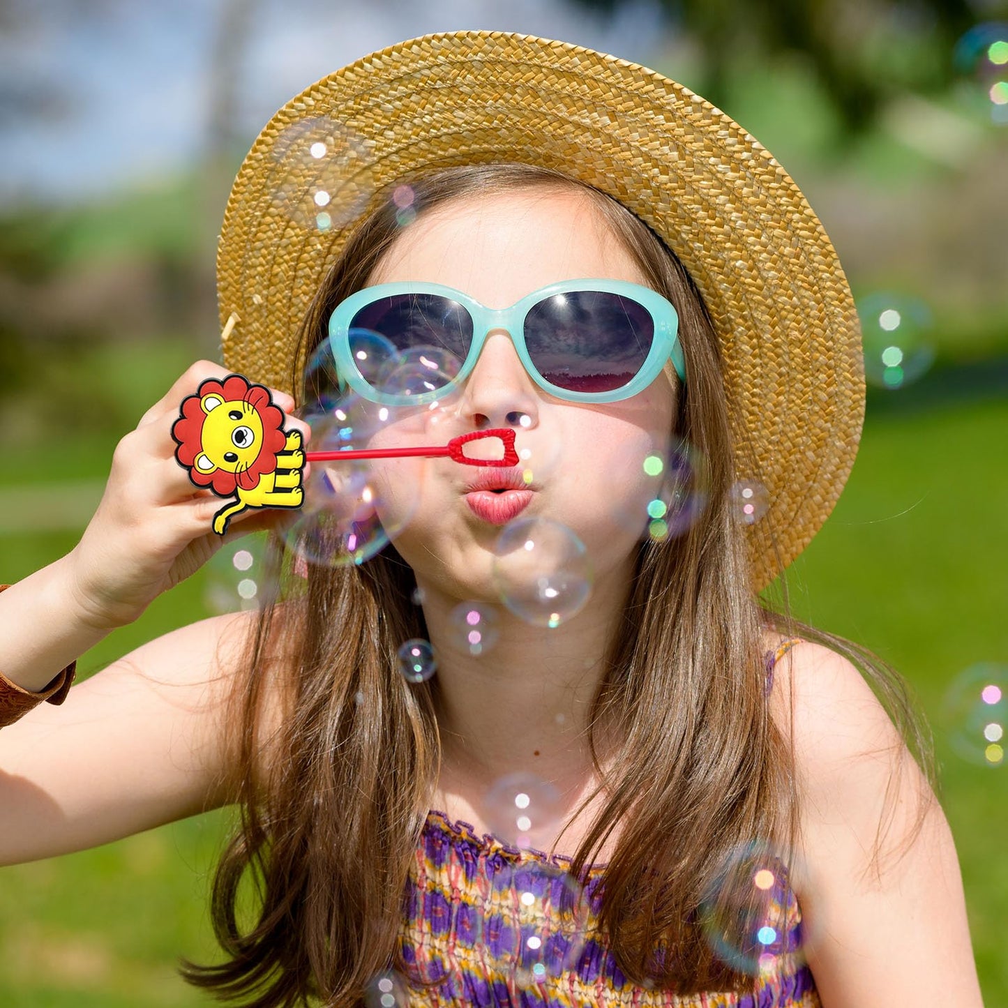 Uoyoi Jungle Safari Party Favors,24Pcs Wild Animals Bubble Wands For Kids,Zoo Bubble Wand For Safari Wild One Birthday Party Sup