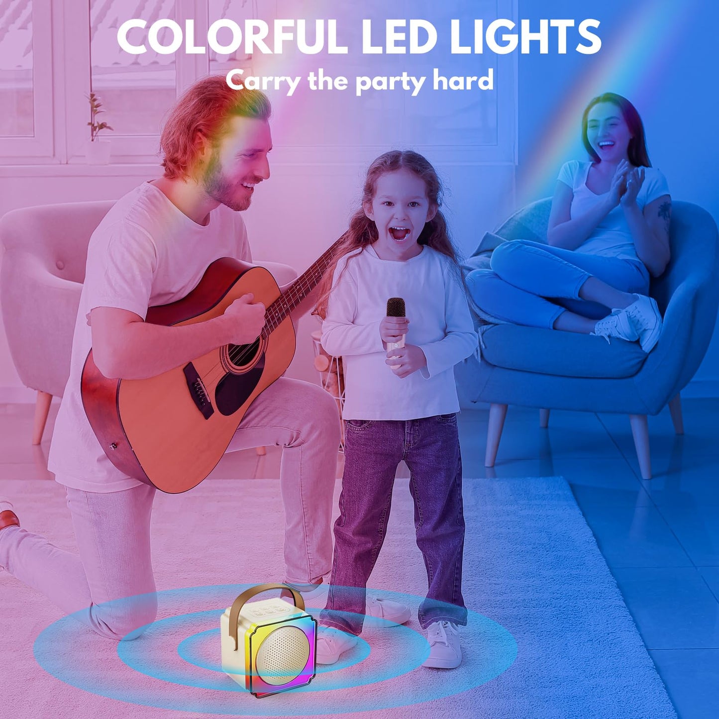Karaoke Machine, Portable Bluetooth Speaker With Wireless Microphones, Birthday Family Party Gifts For Kids Girls Boys 3 4 5 6 7 8+ Year Old, Toddler Toys