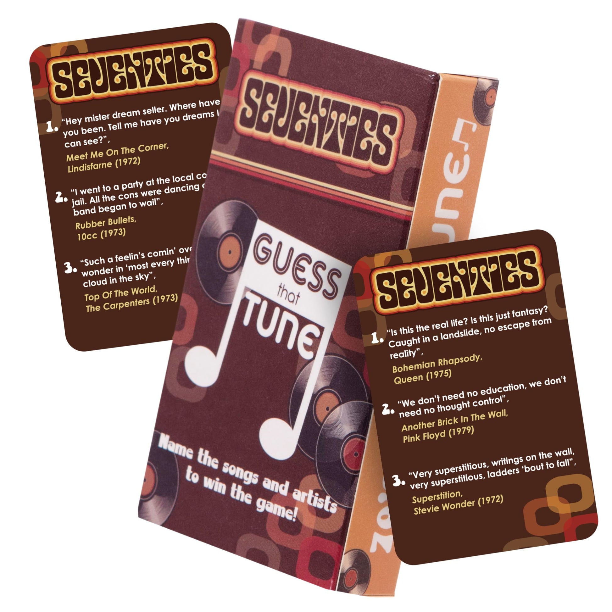 Boxer Gifts Seventies Guess That Tune Music Card Games For Adults And Families | Song Lyrics Game Night - Name The 70S Song Triv