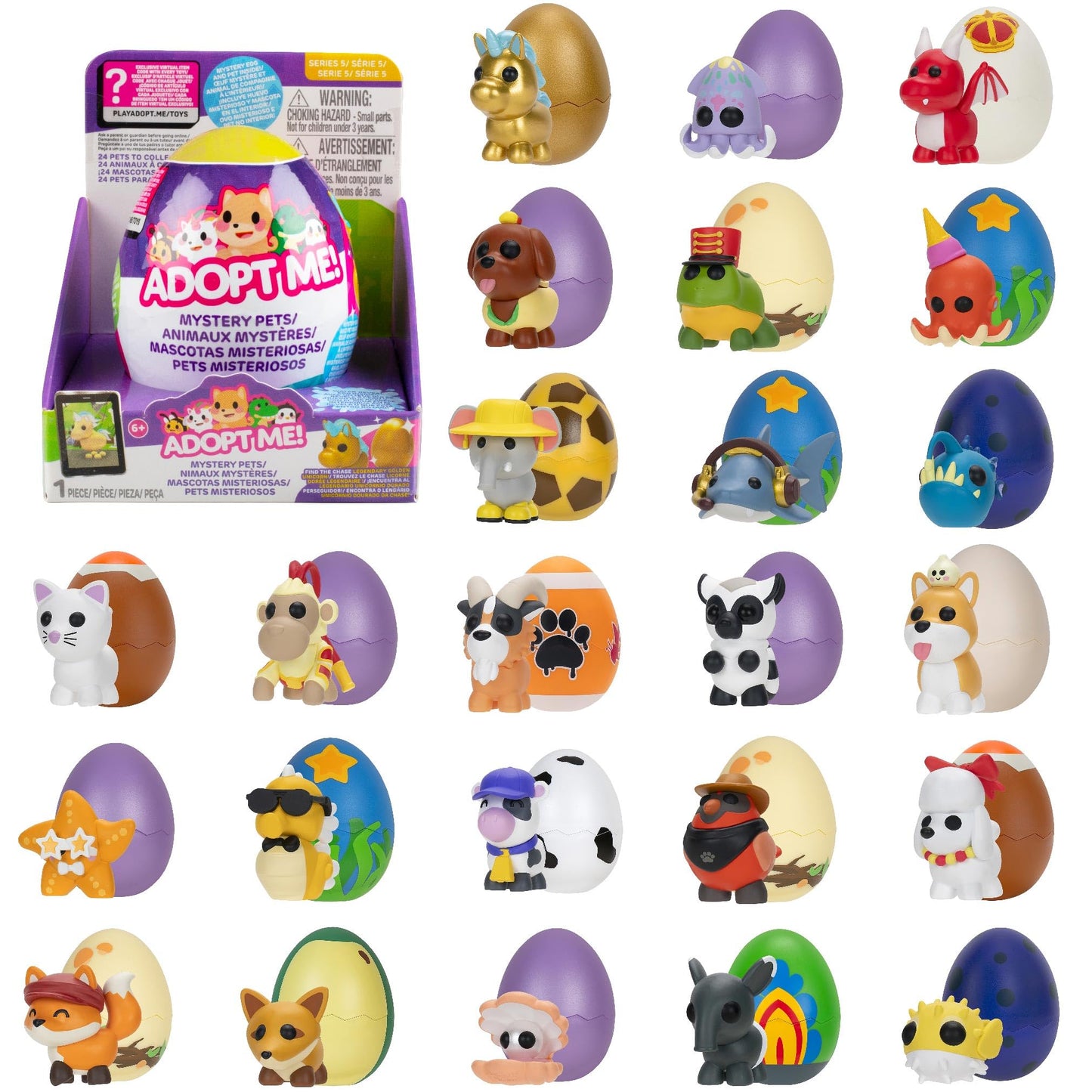 Adopt Me! Mystery Pets Blind Box Egg Assorted Single - Series 5 - limited availability Virtual Item Game Code - Collectible Mini Animal Toy Figure  Styles May Vary - Gift for Kids  Girls & Boys - 6+