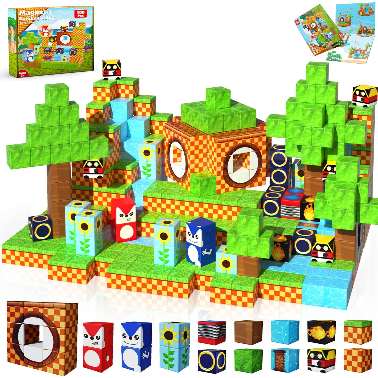 Magnetic Blocks - 100PCS Building Blocks - Toys for Montessori Toddler Christmas Birthday Gifts - STEM Sensory Toys for 3 4 5 6 