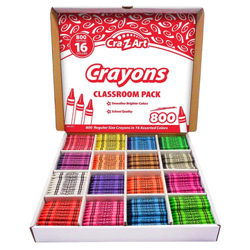 Cra-Z-art Crayon Bulk Class Pack 800ct 16 Assorted Colors Back To School Supply List Essential, Bulk Pack for School Supply Room