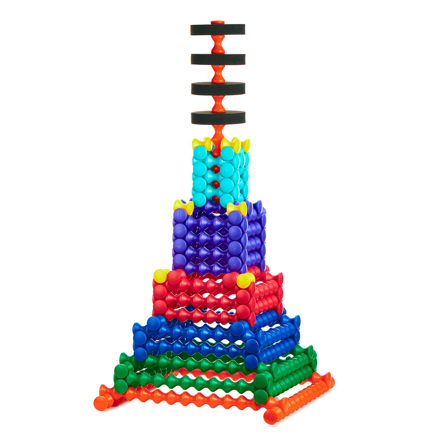 Popular Playthings Jumbo Playstix Set Construction Toy Building Blocks 80 Piece Kit, Multicolor (90020)