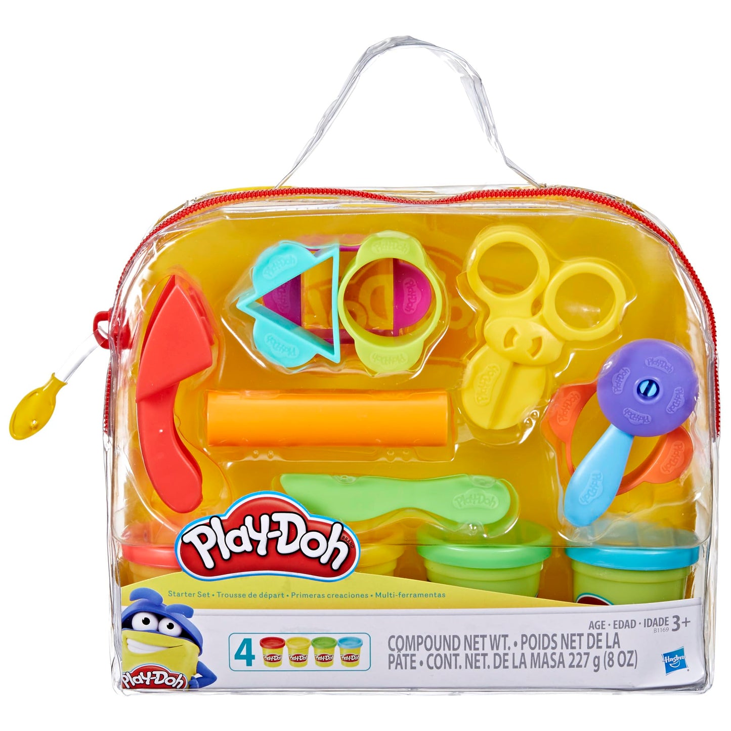 Play-Doh Starter Set 9-Piece Kit with Storage Tote & 4 Modeling Compound Cans, Arts and Crafts Toys for Kids 3 Years & Up, Presc