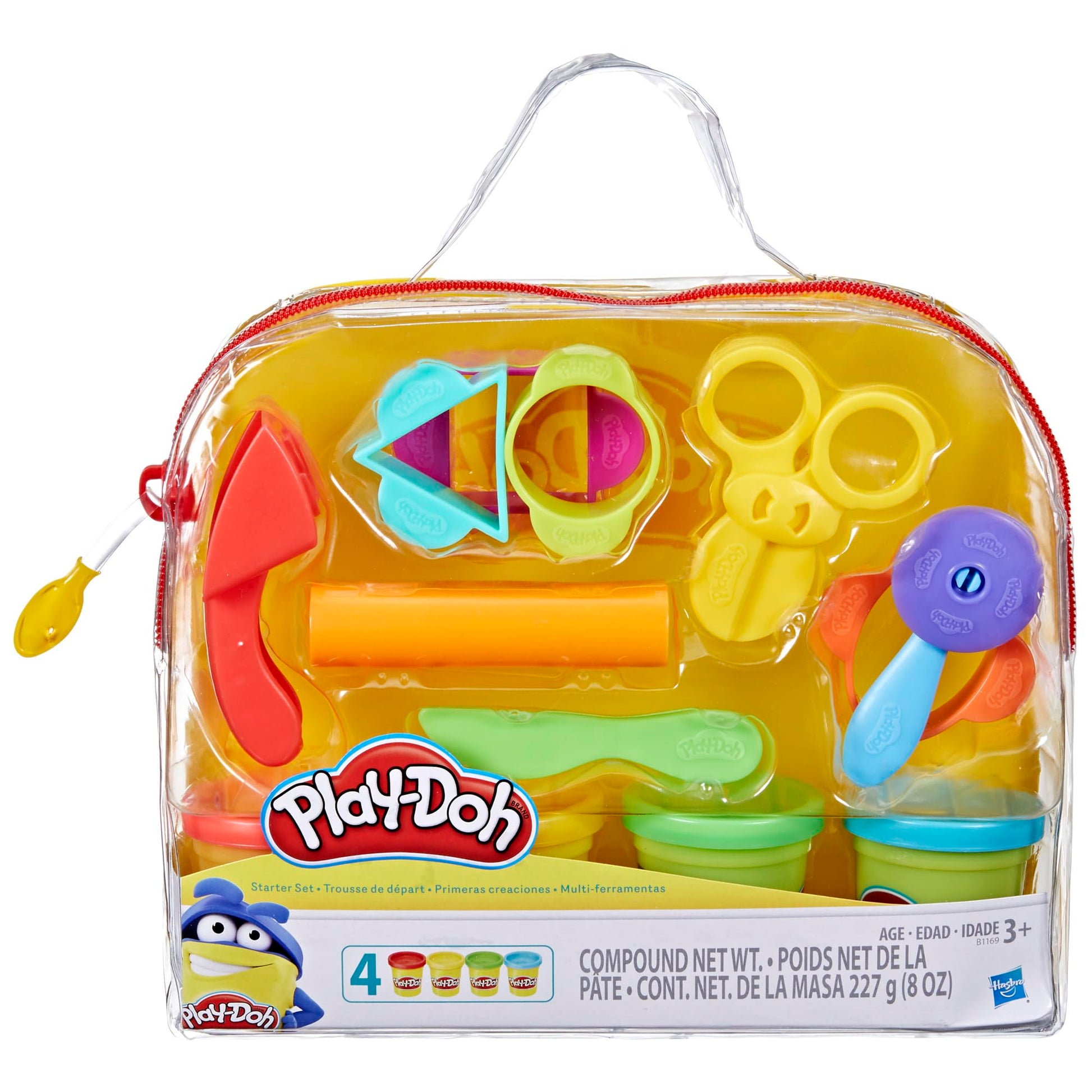 Play-Doh Starter Set 9-Piece Kit with Storage Tote & 4 Modeling Compound Cans, Arts and Crafts Toys for Kids 3 Years & Up, Presc