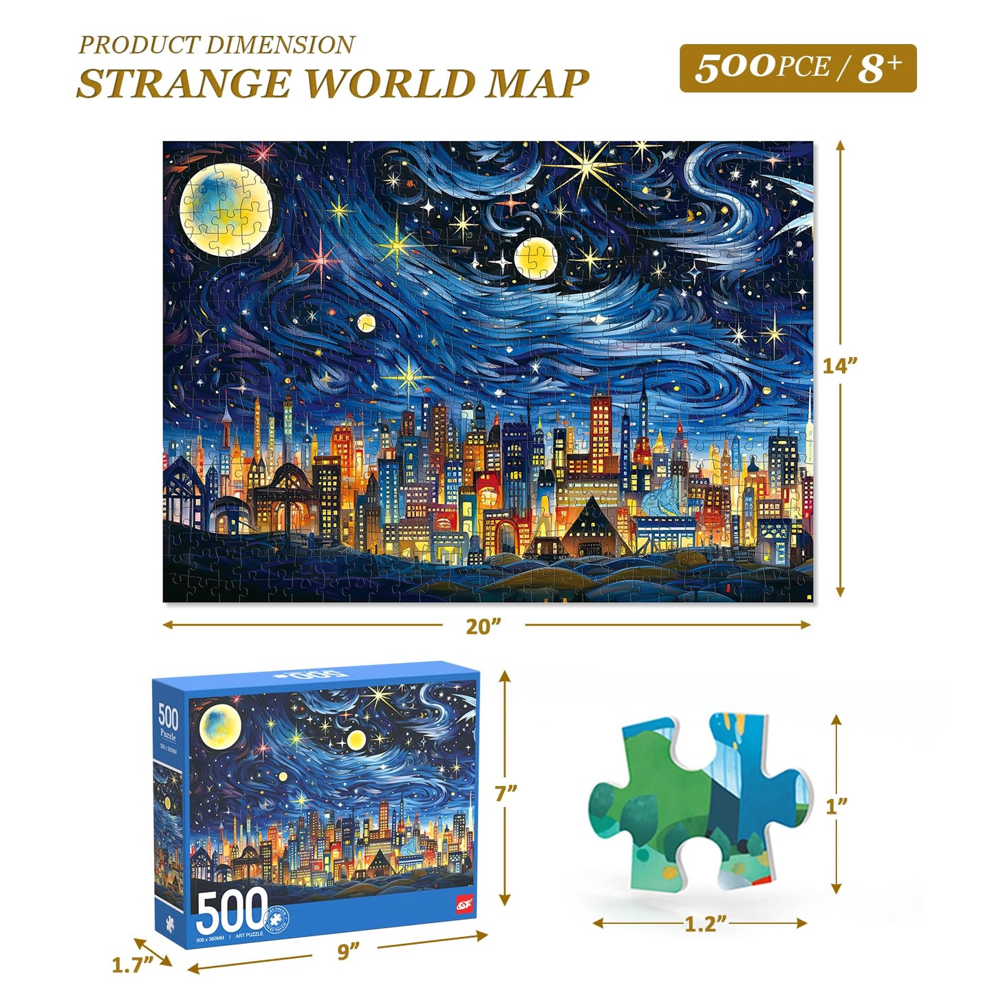 Elx 500 Piece Jigsaw Puzzle For Adults,The Night Landscape Unique Difficult And Challenge Large Puzzle Game, Room Wall Decor (27
