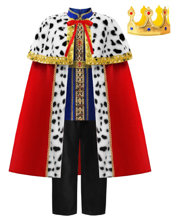 Relibeauty Kids King Costume For Boys Girls With Robe And King Crown 100