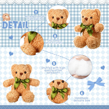 Hydren 15 Pieces Plush Stuffed Bears, 10 Inch Cute Soft Stuffed Bear Toy With Bow Tie For Graduation Baby Shower Christmas Birth