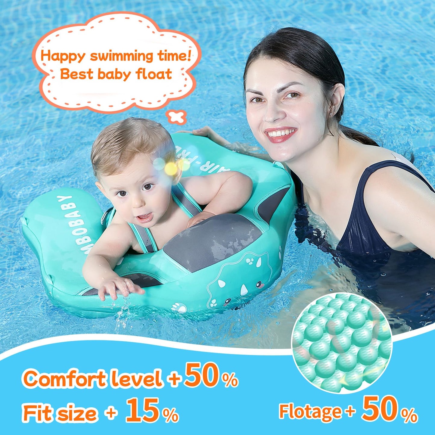 3Months To 48Months 3Rd Swim Mode Standing Stroke Baby Stroller Canopy Mambobaby Non Inflatable Baby Float Swim Trainer Solid Infant Pool Float Swim Ring