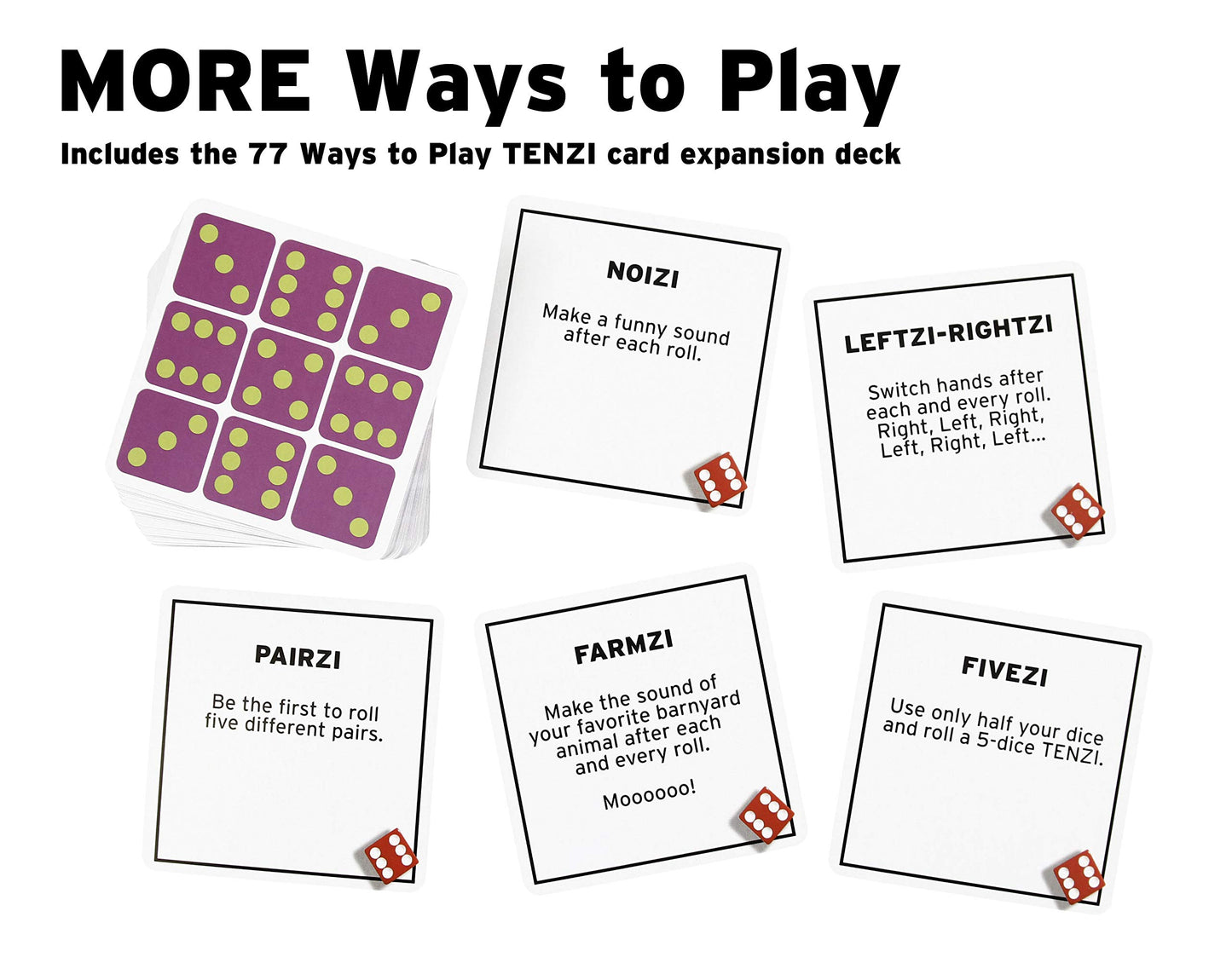 Tenzi Dice Party Game Bundle With 77 Ways To Play Tenzi - A Fun, Fast Frenzy For The Whole Family - 4 Sets Of 10 Colored Dice With Storage Tube - Colors May Vary