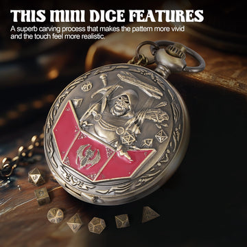 Banloga D&D Dice Set,7PCS Metal Dice Set for Dungeons and Dragons,Mini Dice Set with Pocket Watch Case,Role Playing Board Games