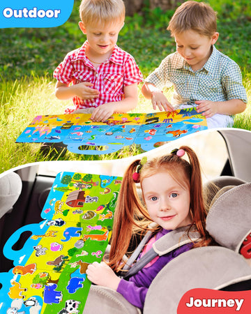 Walenced Reusable Sticker Book for Toddlers, Multicolor, Ages 1-4, Plastic Craft Activities, Travel Toys, Model FR-888
